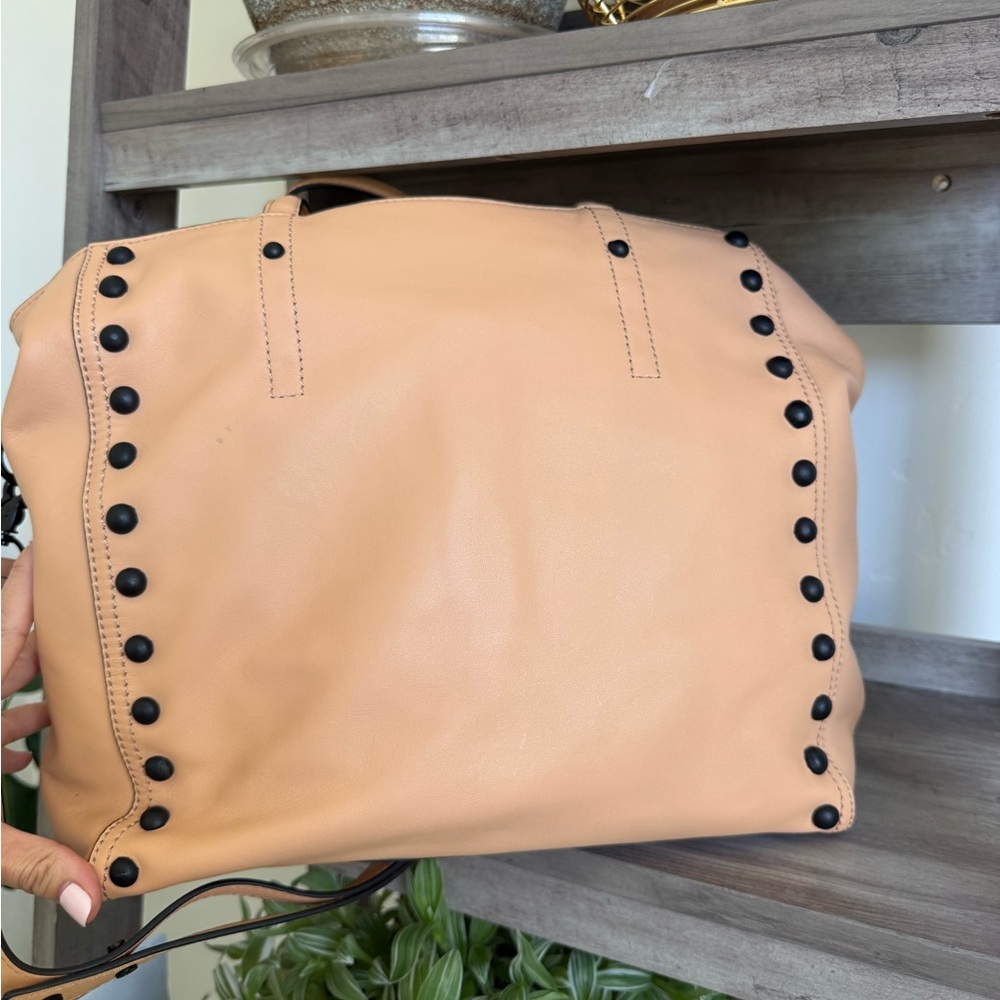 Women's Loeffler Randall Pebbled Leather Stud-Accent Tote Bag - Peach - Picture 3 of 6